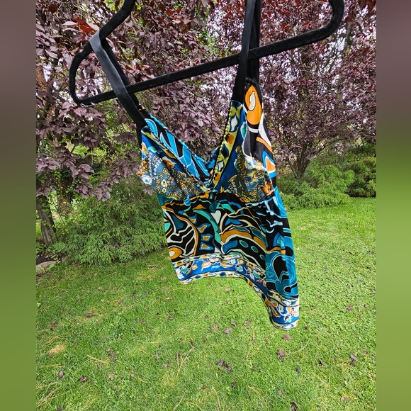 Hale Bob SMALL Blue Floral Silk Tank - Picture 7 of 7